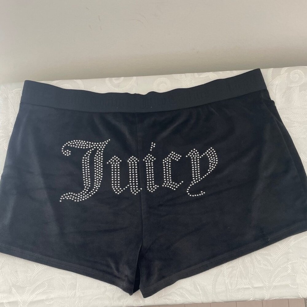 Juicy Couture Women’s XL Black Velour Sleep Shorts Bling Logo